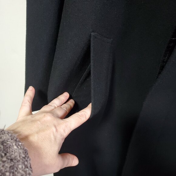 DIESSE Vintage Cashmere Wool Blend Duster Pea Coat Trench Jacket Black Womens XL - Picture 5 of 16